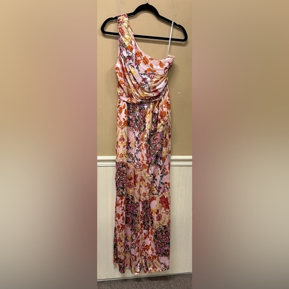 Shein Vcay Floral Print One Shoulder Jumpsuit Size L 8-10 NWT - Picture 1 of 6
